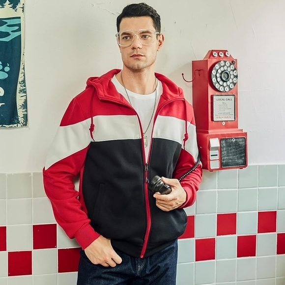 New Men's Full Zip Drawstring Hooded Sweater Multiple Sizes - Picture 3 of 4